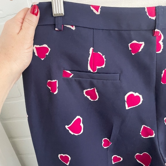 Tara Jarmon Trouser Pants Paulette Midgnight Blue Red Hearts print Pockets Sz 40 - Picture 12 of 15